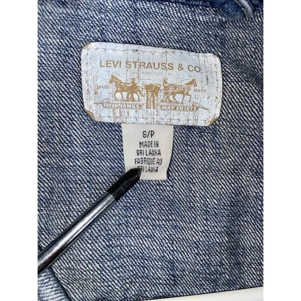 Levis San Francisco Denim Jacket Womens Size Small Petite Red Tab Retro 90s Y2k - Picture 6 of 8